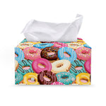 Yummy Donut Pattern Print Leather Tissue Box Cover