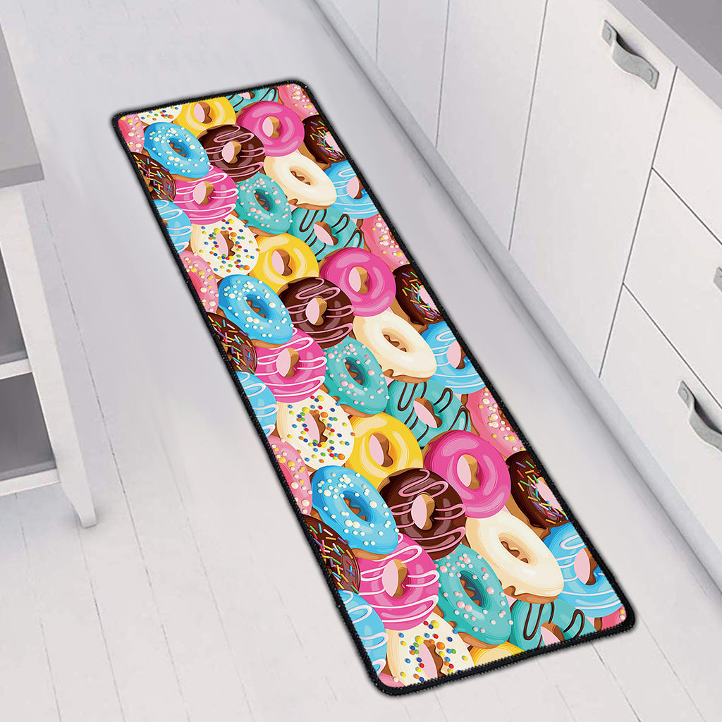 Yummy Donut Pattern Print Long Kitchen Mat