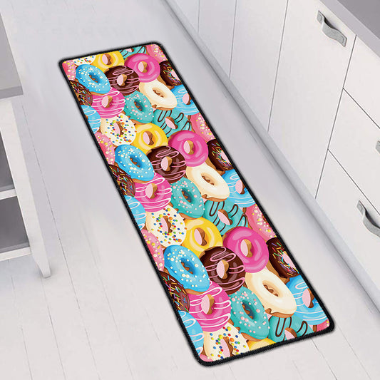 Yummy Donut Pattern Print Long Kitchen Mat