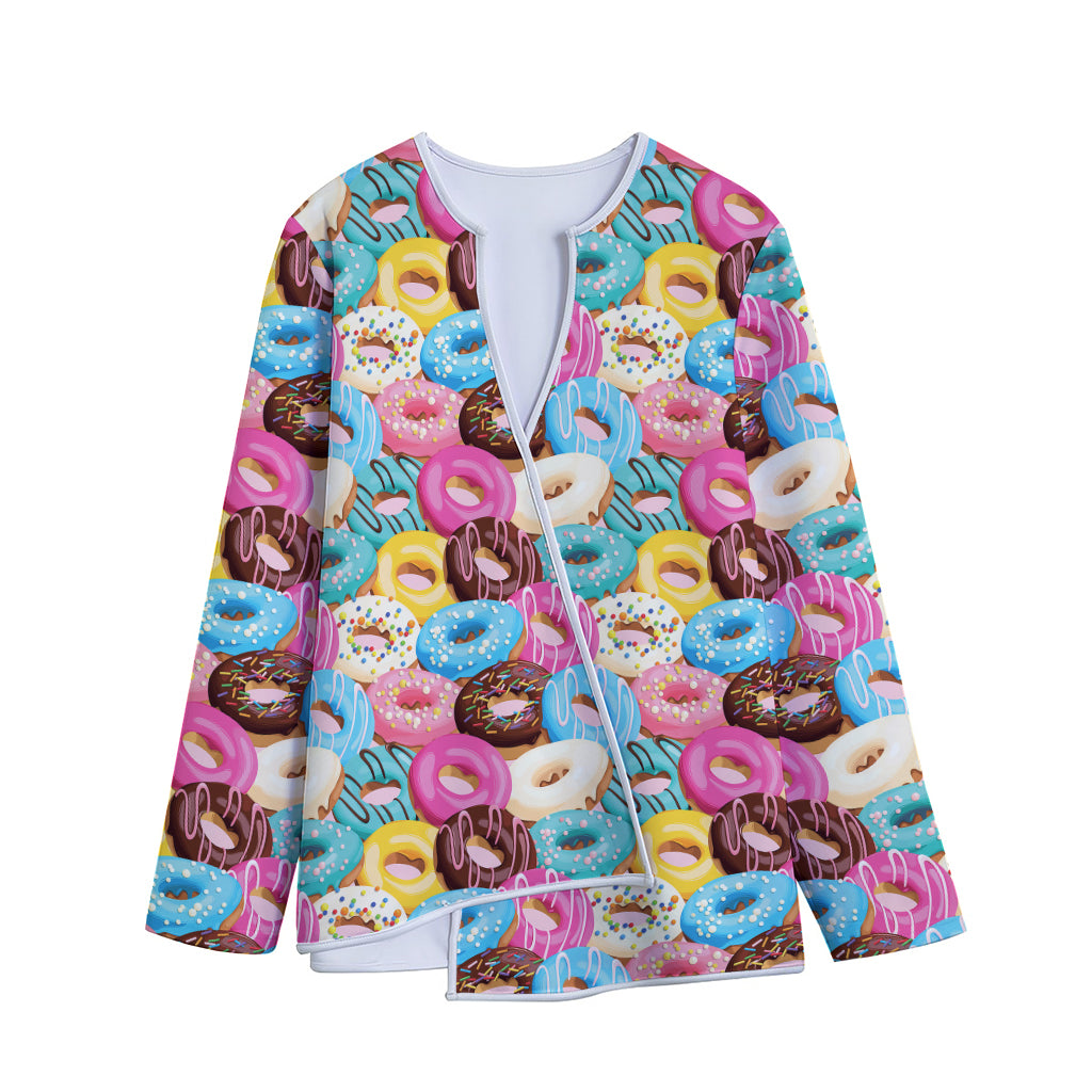 Yummy Donut Pattern Print Long Sleeve Short Coat