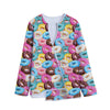 Yummy Donut Pattern Print Long Sleeve Short Coat