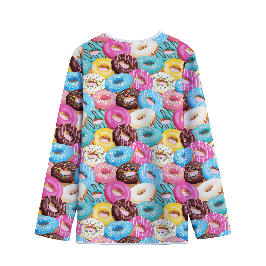 Yummy Donut Pattern Print Long Sleeve Short Coat