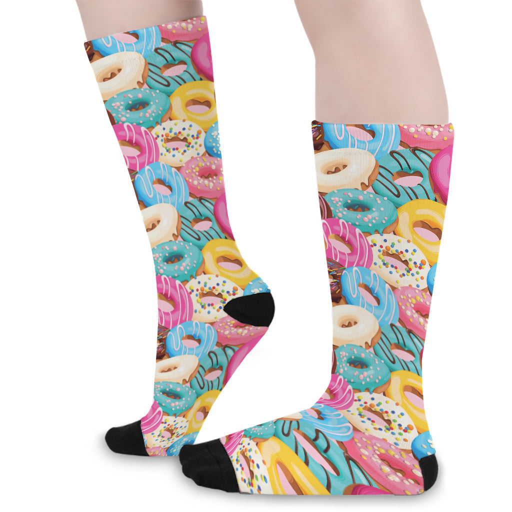 Yummy Donut Pattern Print Long Socks