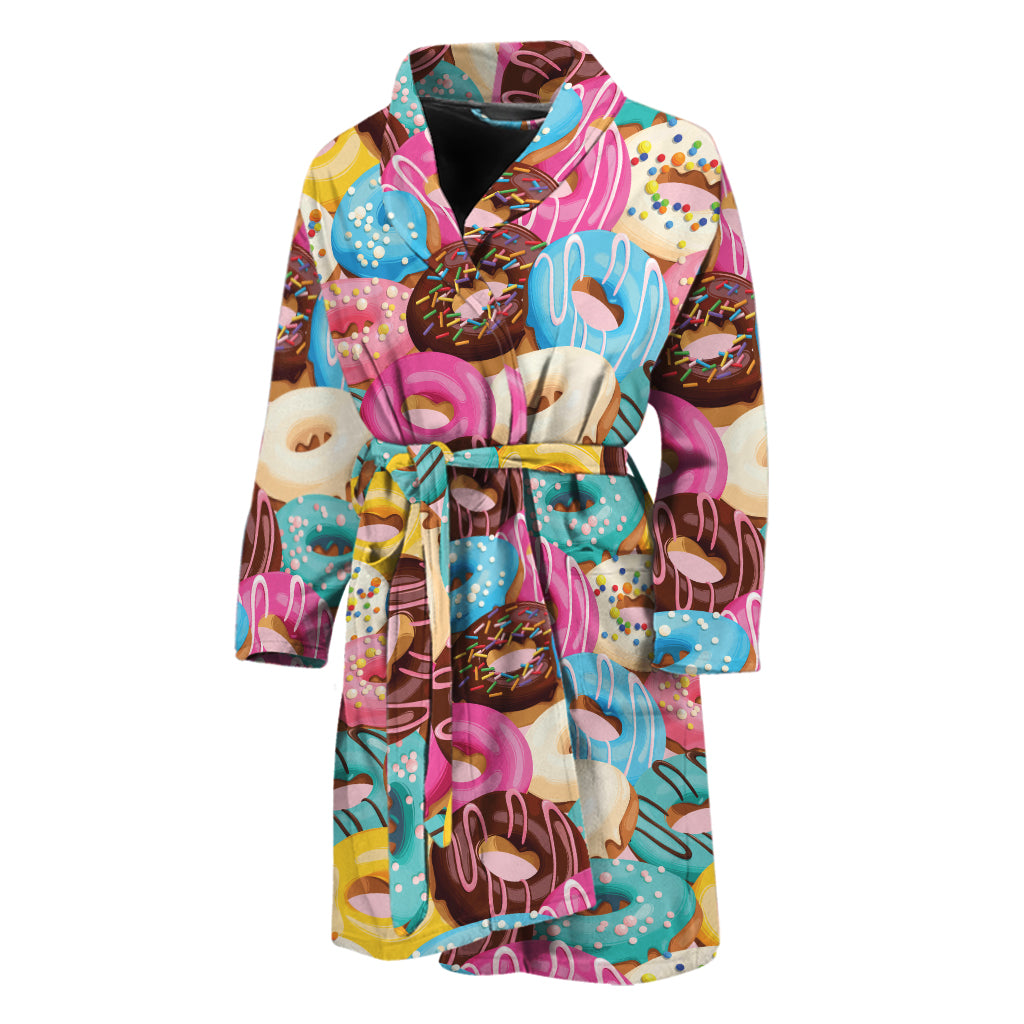 Yummy Donut Pattern Print Men's Bathrobe