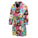 Yummy Donut Pattern Print Men's Bathrobe