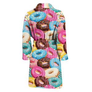 Yummy Donut Pattern Print Men's Bathrobe