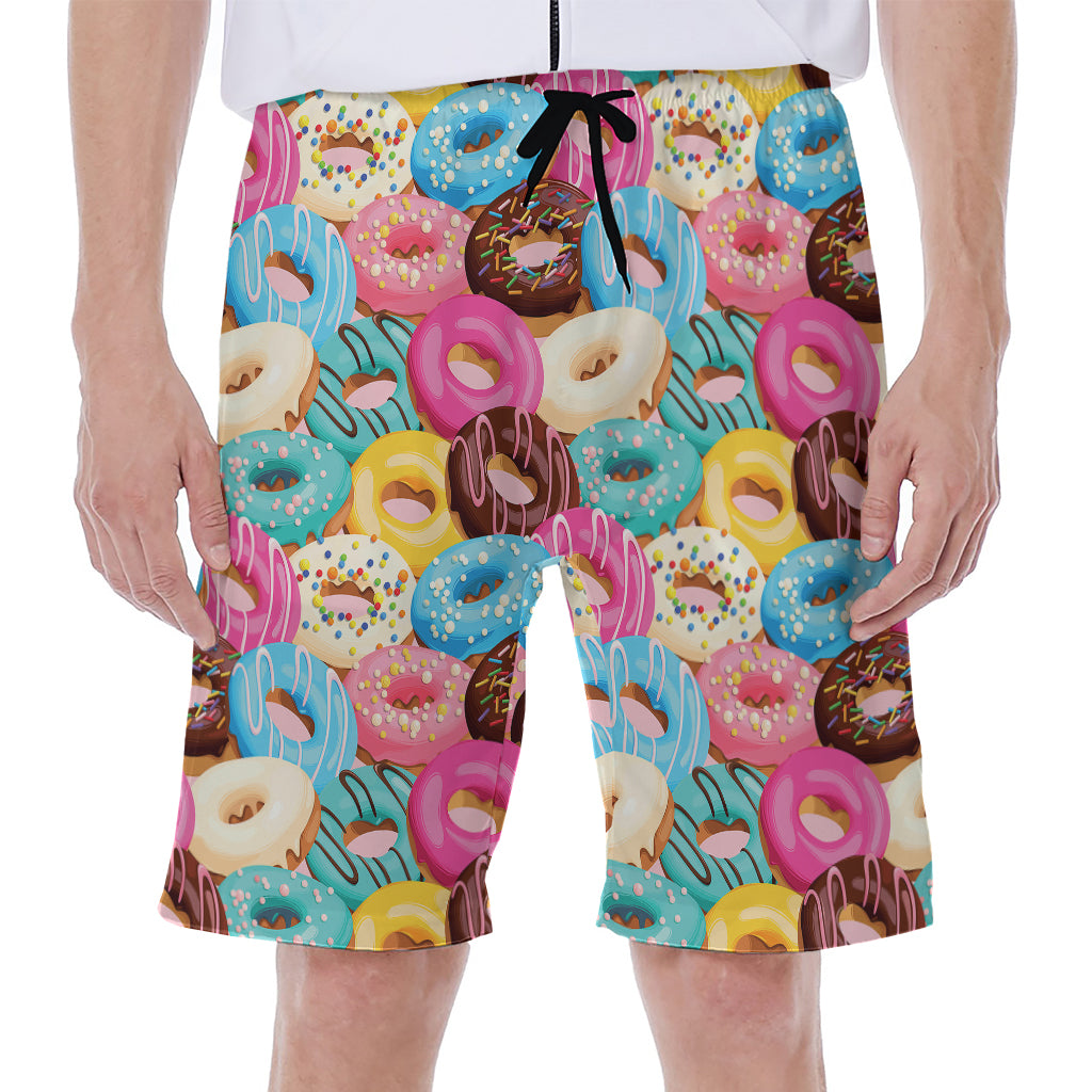 Yummy Donut Pattern Print Men's Beach Shorts