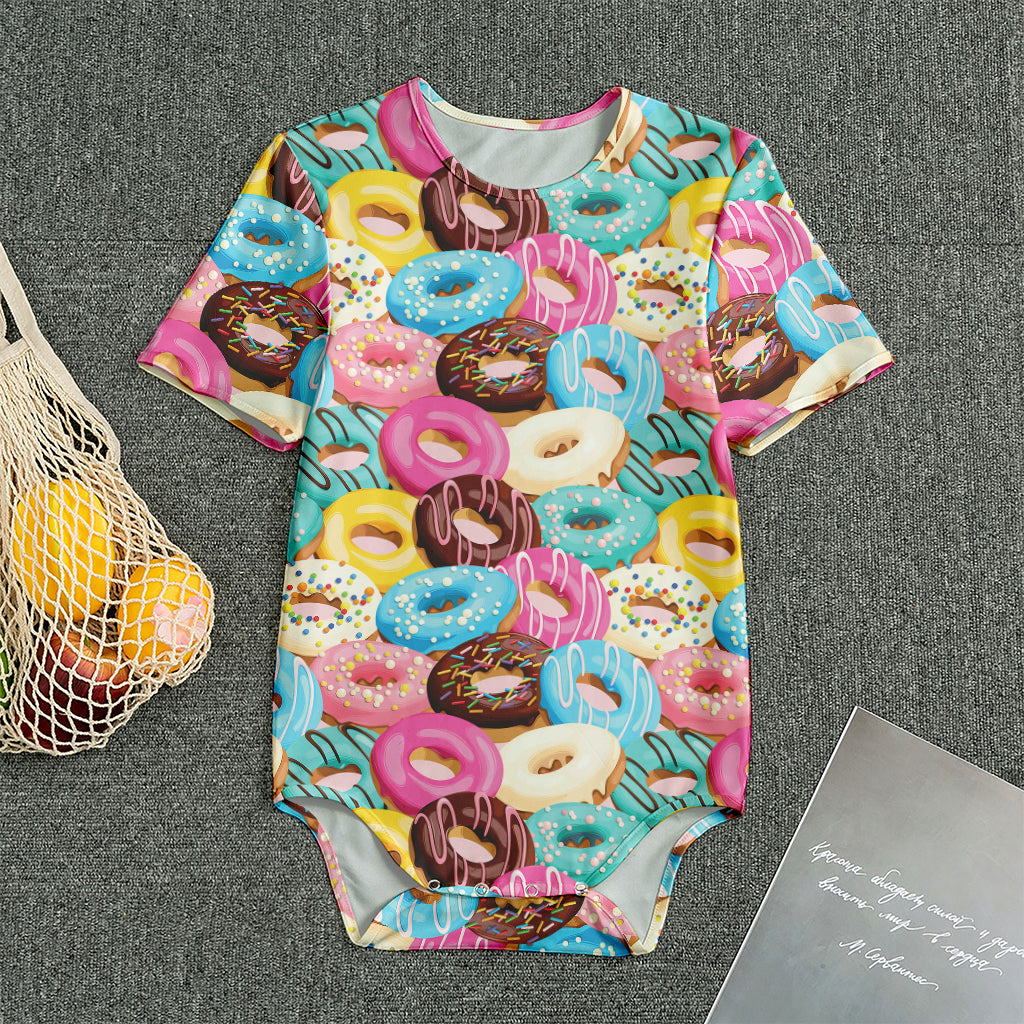 Yummy Donut Pattern Print Men's Bodysuit