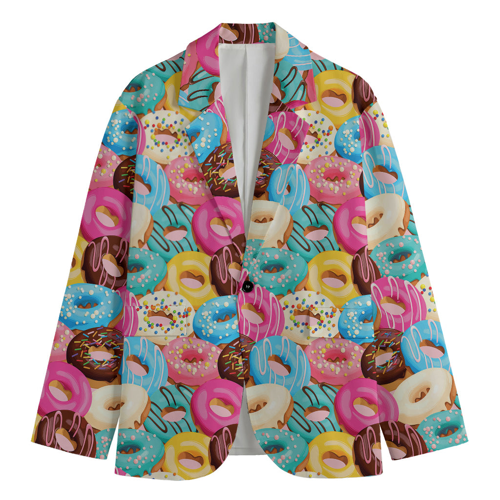 Yummy Donut Pattern Print Men's Cotton Blazer