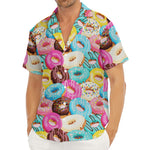 Yummy Donut Pattern Print Men's Deep V-Neck Shirt