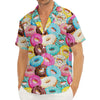 Yummy Donut Pattern Print Men's Deep V-Neck Shirt