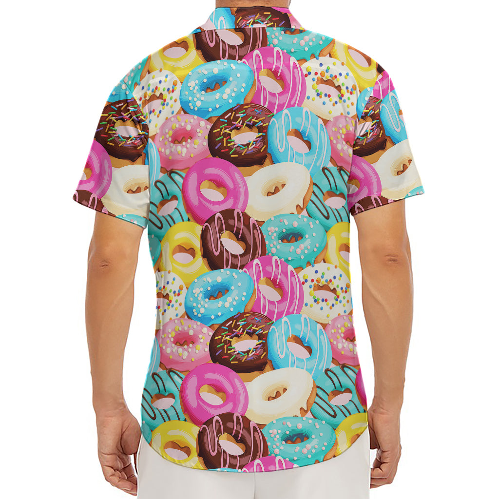 Yummy Donut Pattern Print Men's Deep V-Neck Shirt