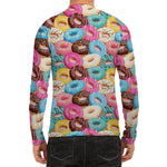 Yummy Donut Pattern Print Men's Long Sleeve Rash Guard