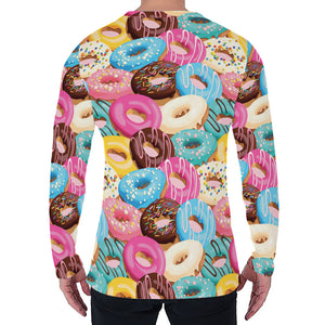 Yummy Donut Pattern Print Men's Long Sleeve T-Shirt