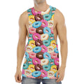 Yummy Donut Pattern Print Men's Muscle Tank Top