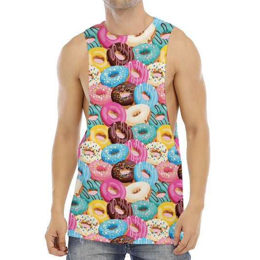 Yummy Donut Pattern Print Men's Muscle Tank Top
