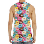 Yummy Donut Pattern Print Men's Muscle Tank Top