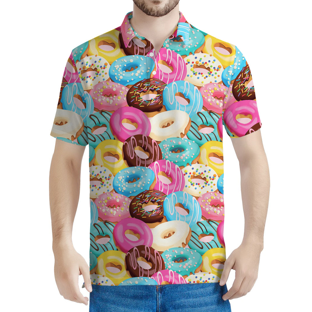 Yummy Donut Pattern Print Men's Polo Shirt