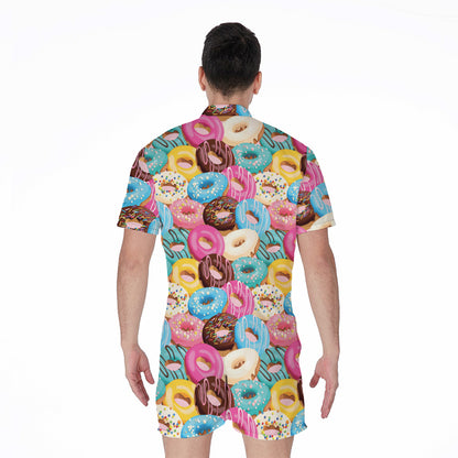 Yummy Donut Pattern Print Men's Rompers