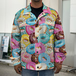 Yummy Donut Pattern Print Men's Shirt Jacket