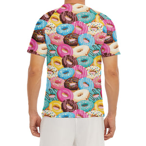 Yummy Donut Pattern Print Men's Short Sleeve Rash Guard