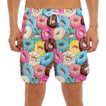 Yummy Donut Pattern Print Men's Split Running Shorts