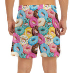 Yummy Donut Pattern Print Men's Split Running Shorts