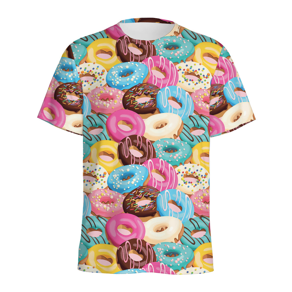 Yummy Donut Pattern Print Men's Sports T-Shirt