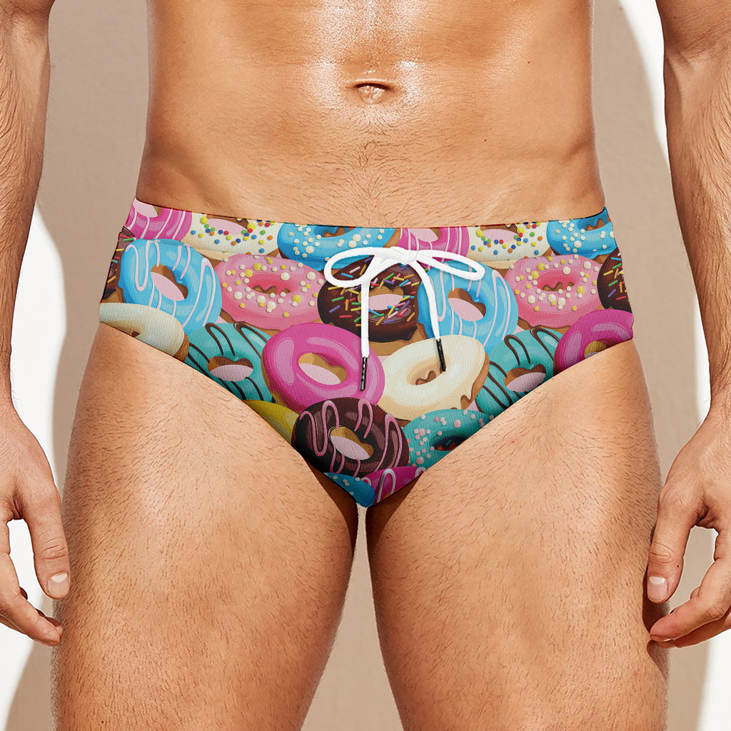 Yummy Donut Pattern Print Men's Swim Briefs