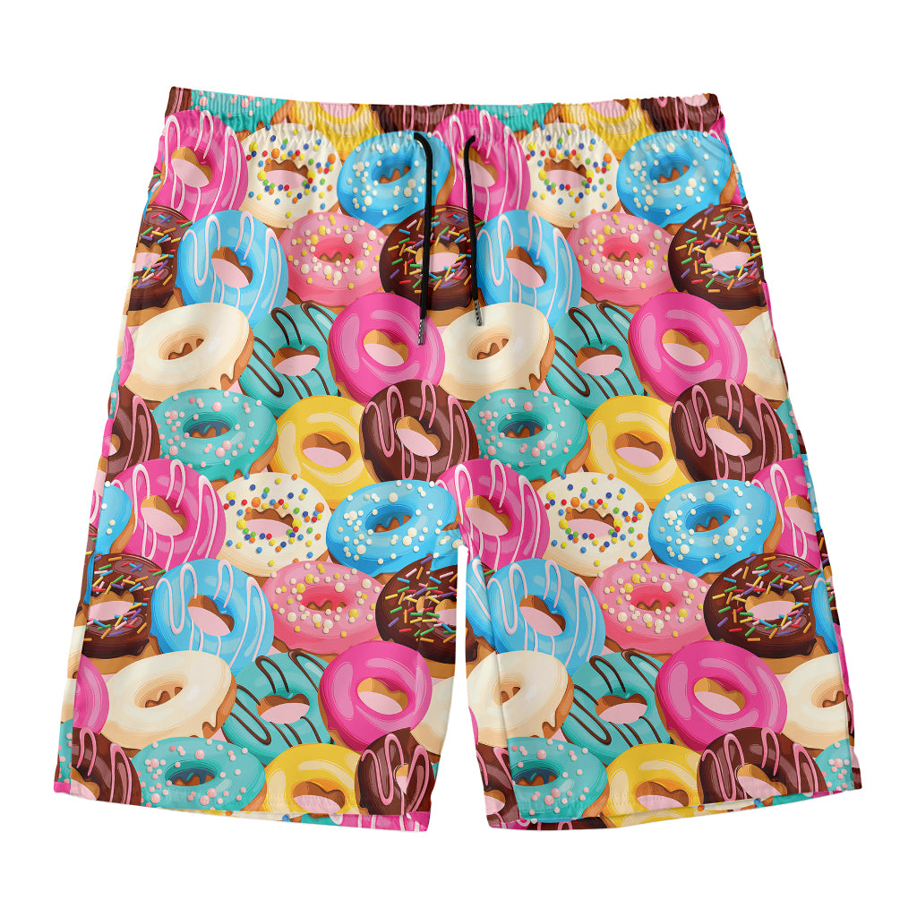 Yummy Donut Pattern Print Men's Swim Trunks