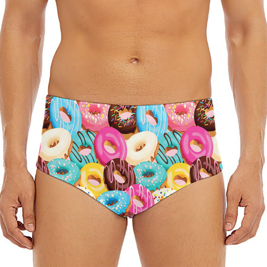 Yummy Donut Pattern Print Men's Triangle Swim Briefs