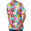 Yummy Donut Pattern Print Men's Velvet T-Shirt