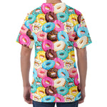 Yummy Donut Pattern Print Men's Velvet T-Shirt