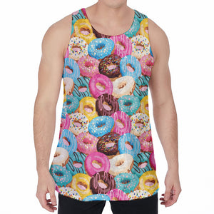 Yummy Donut Pattern Print Men's Velvet Tank Top