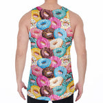 Yummy Donut Pattern Print Men's Velvet Tank Top