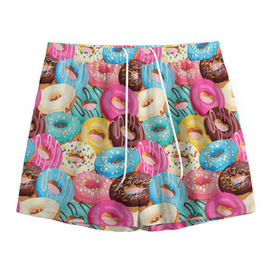 Yummy Donut Pattern Print Mesh Shorts