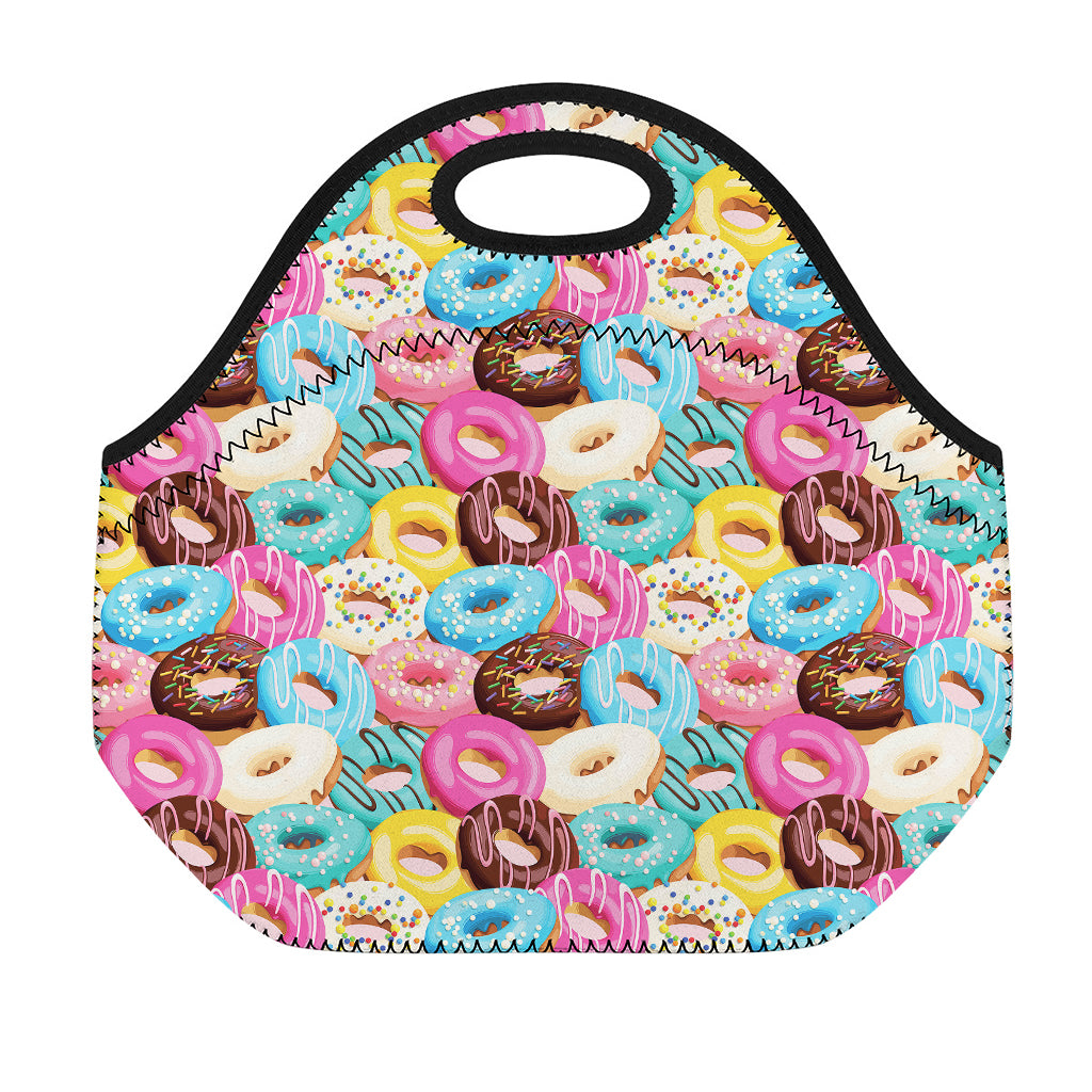 Yummy Donut Pattern Print Neoprene Lunch Bag