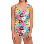 Yummy Donut Pattern Print One Piece Swimsuit