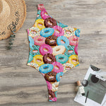 Yummy Donut Pattern Print One Shoulder Bodysuit