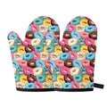 Yummy Donut Pattern Print Oven Mitts