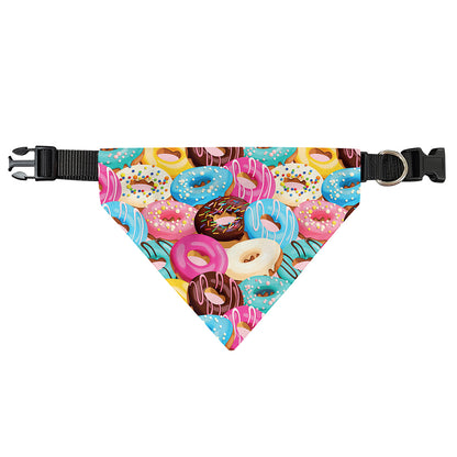 Yummy Donut Pattern Print Over The Collar Dog Bandana