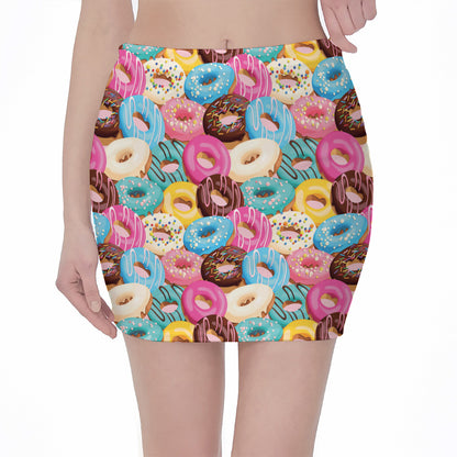 Yummy Donut Pattern Print Pencil Mini Skirt