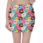 Yummy Donut Pattern Print Pencil Mini Skirt