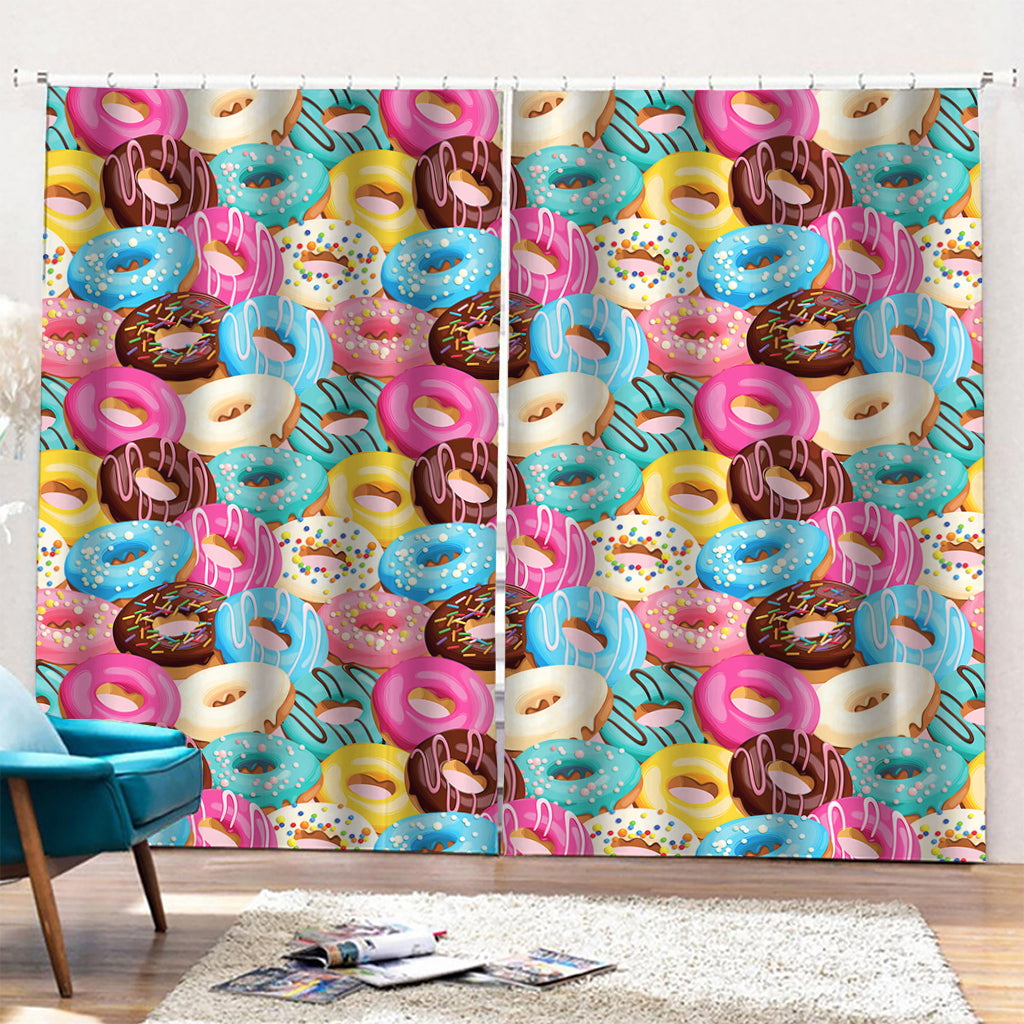 Yummy Donut Pattern Print Pencil Pleat Curtains