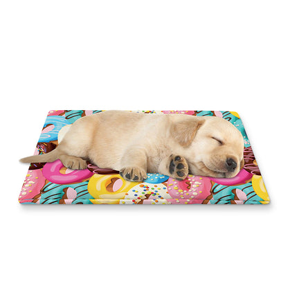 Yummy Donut Pattern Print Pet Cooling Mat Cover