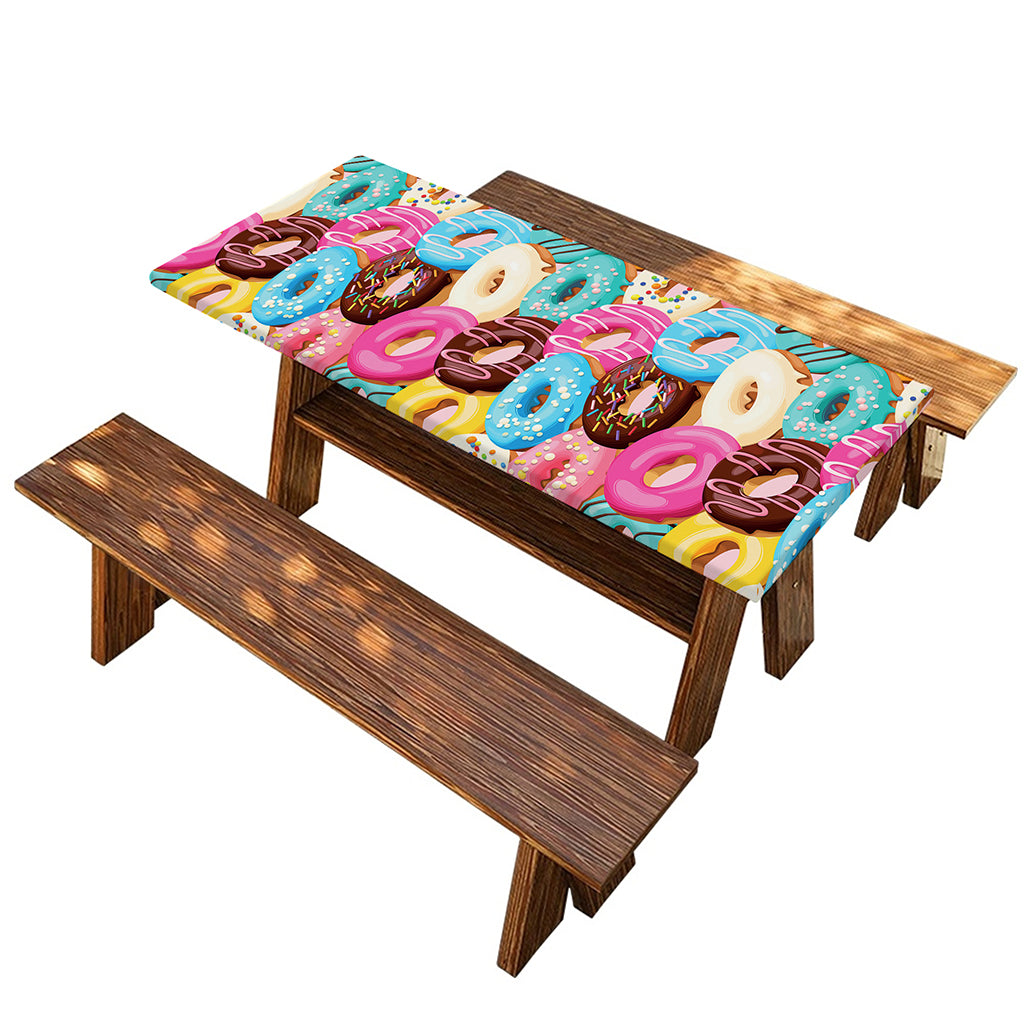 Yummy Donut Pattern Print Picnic Table Cover