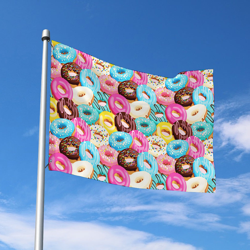 Yummy Donut Pattern Print Polyester Flag