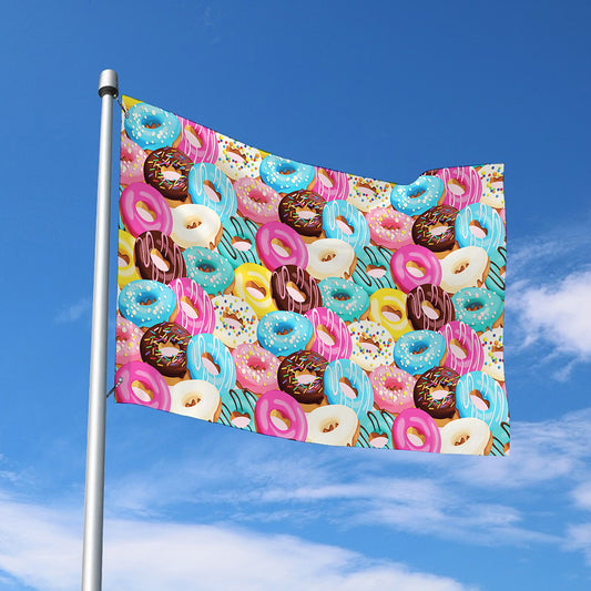 Yummy Donut Pattern Print Polyester Flag