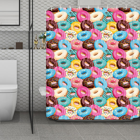 Yummy Donut Pattern Print Polyester Shower Curtain