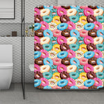 Yummy Donut Pattern Print Polyester Shower Curtain